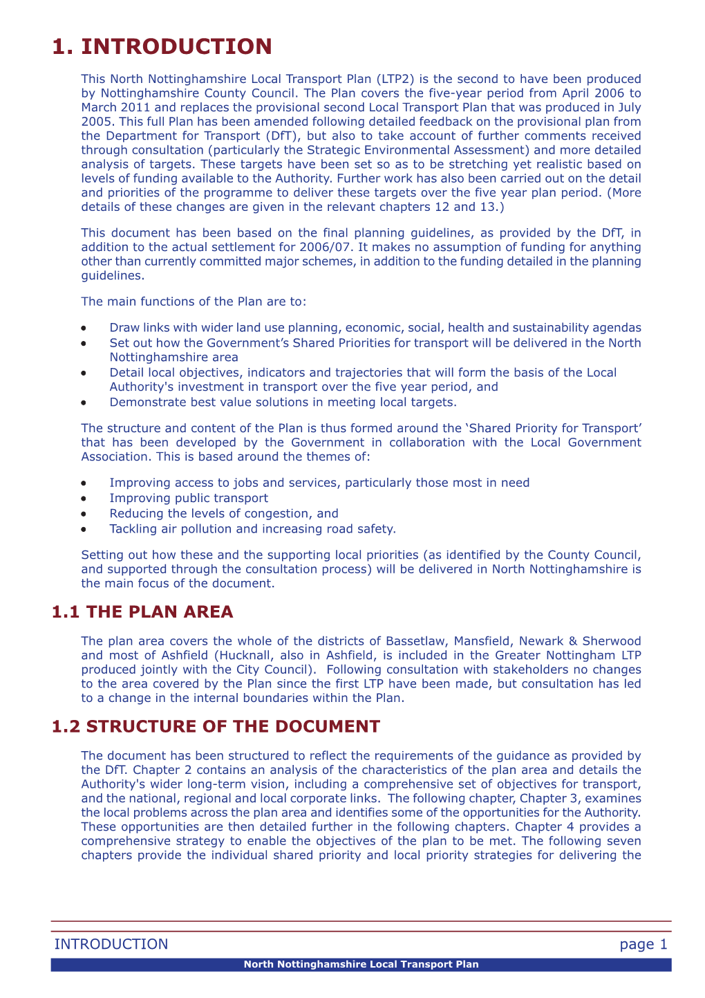 North Nottinghamshire Local Transport Plan 1980S and Early 1990S and the Subsequent Environmental Degradation