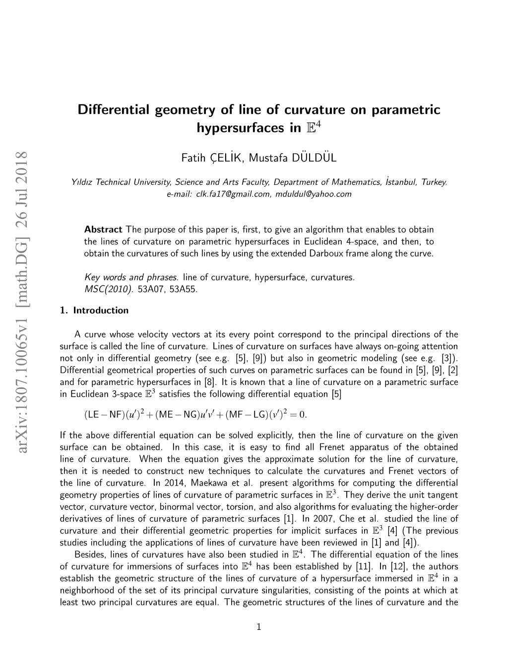 Differential Geometry of Line of Curvature on Parametric