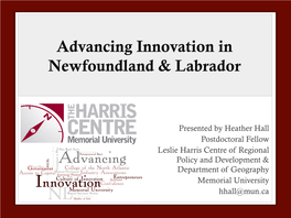 Advancing Innovation in Newfoundland & Labrador