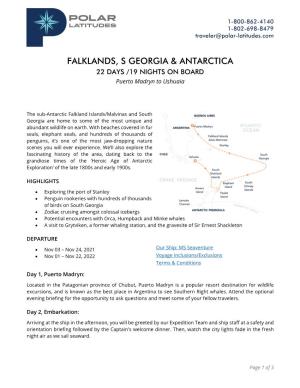 Falklands, S Georgia & Antarctica