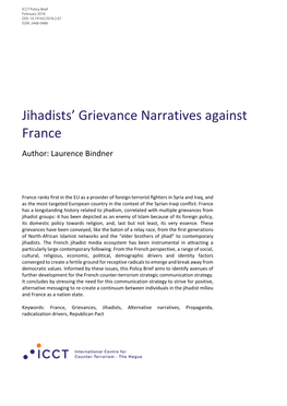 Jihadists' Grievance Narratives Against France