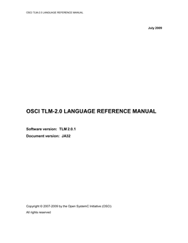 Tlm-2.0 Language Reference Manual