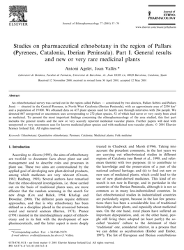 Studies on Pharmaceutical Ethnobotany in the Region of Pallars (Pyrenees, Catalonia, Iberian Peninsula)