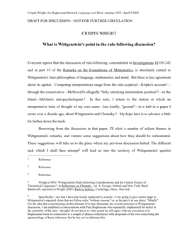 What Is Wittgenstein's Point in the Rule-Following Discussion?