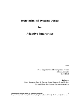 Sociotechnical Systems Design for Adaptive