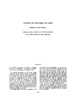 Sociedad De Bioquímica De Chile Regulatory Aspects