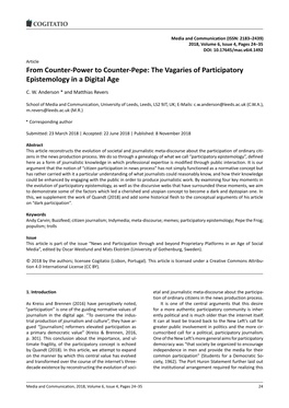 From Counter-Power to Counter-Pepe: the Vagaries of Participatory Epistemology in a Digital Age
