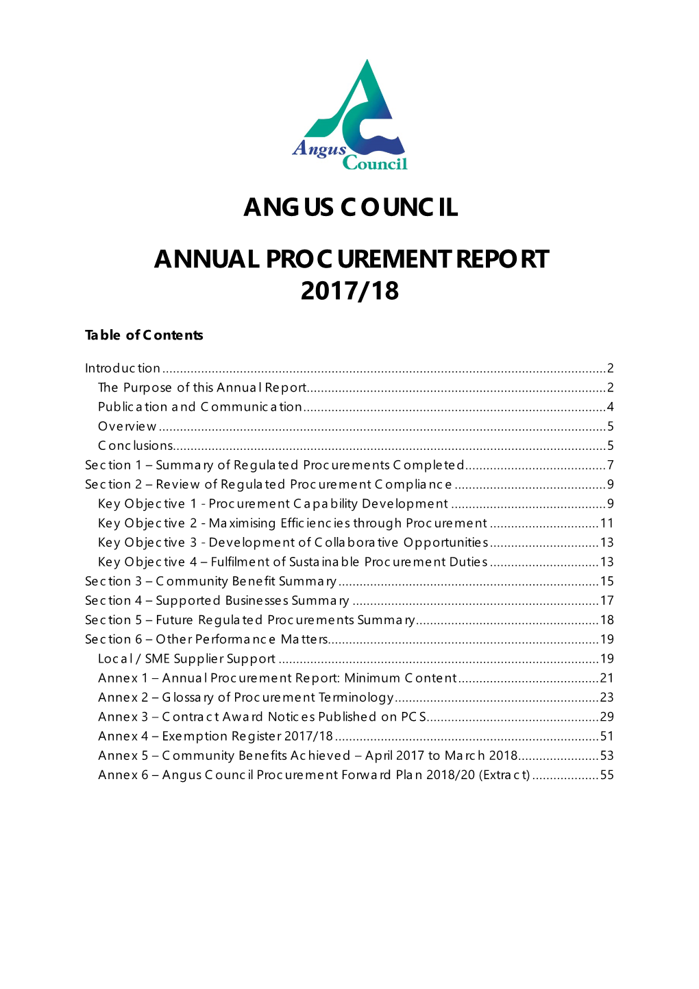 Angus Council Annual Procurement Report 2017/18