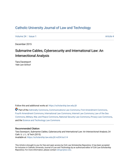 Submarine Cables, Cybersecurity and International Law: an Intersectional Analysis
