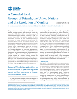 A Crowded Field: Groups of Friends, the United Nations and the Resolution of Conflict