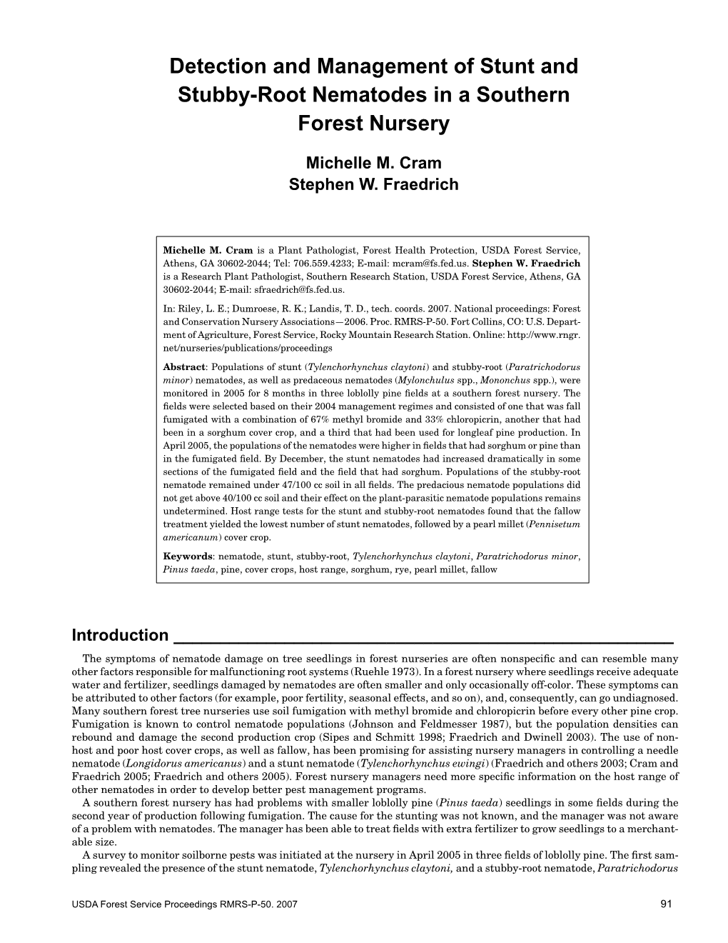 Detection and Management of Stunt and Stubby-Root Nematodes in a ...