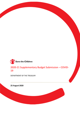 2020-21 Supplementary Budget Submission – COVID- 19
