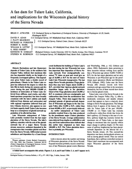 A Fan Dam for Tulare Lake, California, and Implications for the Wisconsin Glacial History of the Sierra Nevada