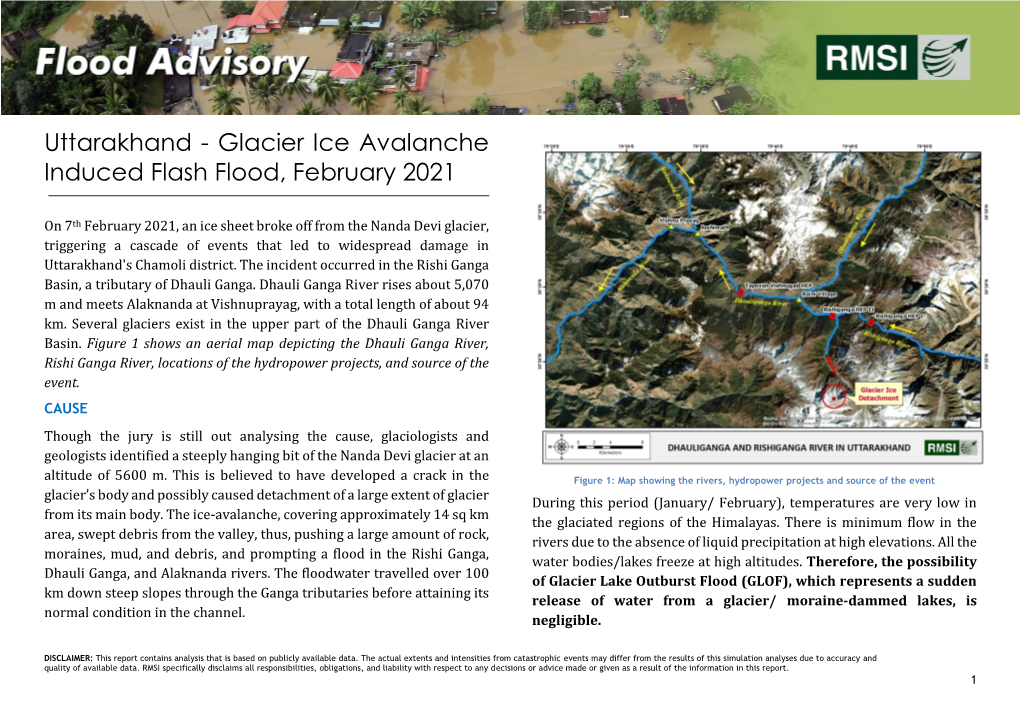 Uttarakhand - Glacier Ice Avalanche Induced Flash Flood, February 2021