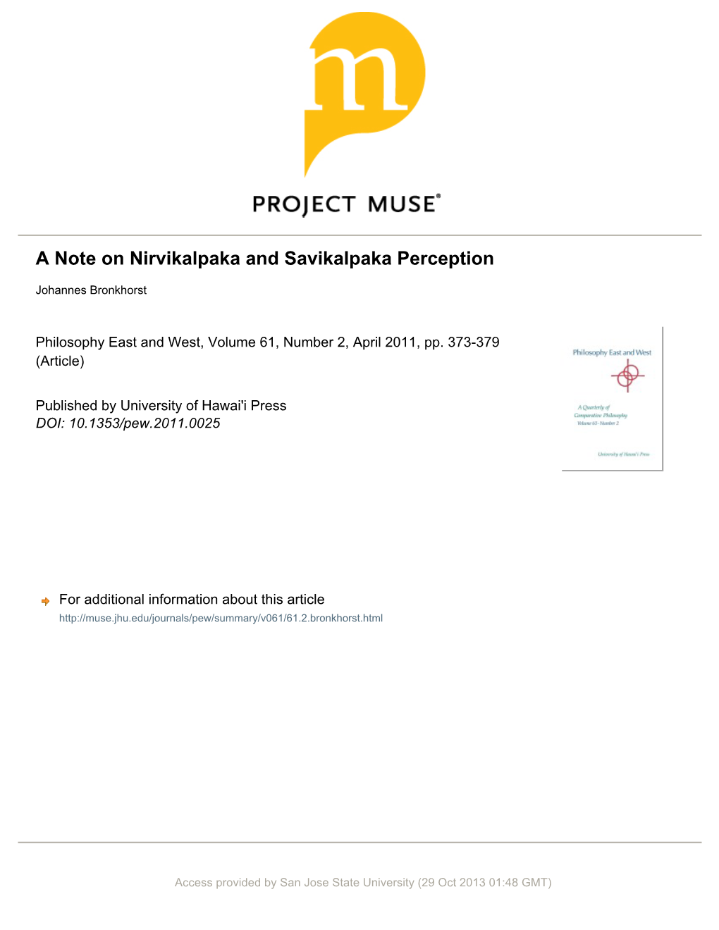 A Note on Nirvikalpaka and Savikalpaka Perception