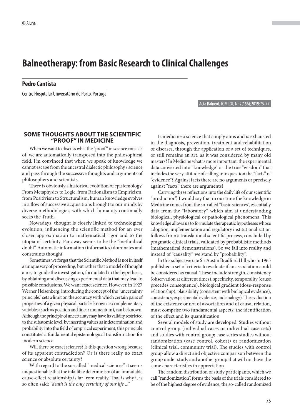 Balneotherapy: from Basic Research to Clinical Challenges
