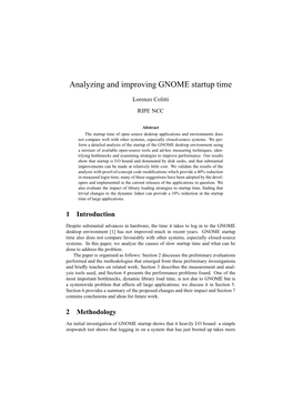 Analyzing and Improving GNOME Startup Time