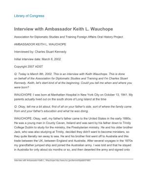 Interview with Ambassador Keith L. Wauchope