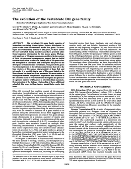 The Evolution of the Vertebrate Dlx Gene Family (Homeobox/Zebrafish/Gene Duplication/Hox Cluster/Transcription Factor) DAVID W