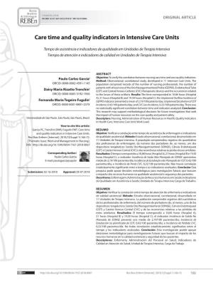 Care Time and Quality Indicators in Intensive Care Units