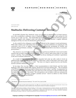 Starbucks: Delivering Customer Service