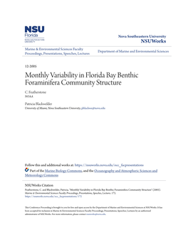 Monthly Variability in Florida Bay Benthic Foraminifera Community Structure C