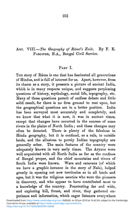 ART. VIII.—The Geography of Rama's Exile. by FE