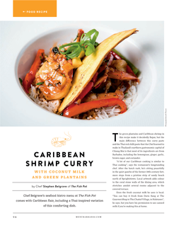 Caribbean Shrimp Curry with Coconut Milk and Green Plantains Serves 2
