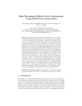 High-Throughput Elliptic Curve Cryptography Using AVX2 Vector Instructions