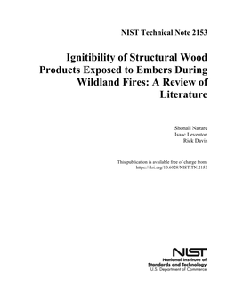 Ignitibility of Structural Wood Products Exposed to Embers During Wildland Fires: a Review of Literature