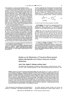 Studies on the Mechanism of Transition-Metal- Assisted Sodium
