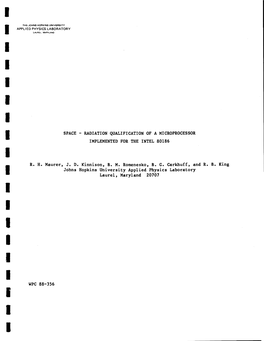 Space - Radiation Qualification of a Microprocessor I Implemented for the Intel 80186 I R