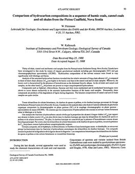 Comparison of Hydrocarbon Compositions in a Sequence of Humic Coals, Cannel Coals and Oil Shales from the Pictou Coalfield, Nova Scotia