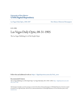 Las Vegas Daily Optic, 08-31-1905 the Las Vegas Publishing Co