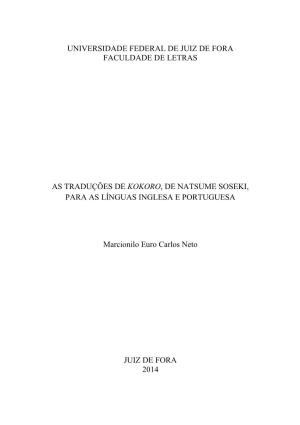 As Traduções De Kokoro, De Natsume Soseki, Para As Línguas Inglesa E Portuguesa