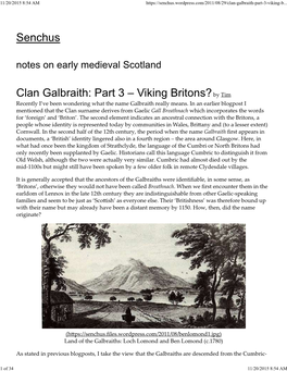 Senchus Clan Galbraith: Part 3 – Viking Britons?By