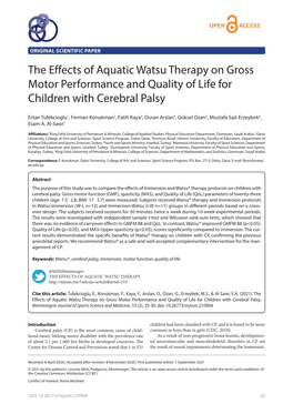 The Effects of Aquatic Watsu Therapy on Gross Motor Performance and Quality of Life for Children with Cerebral Palsy
