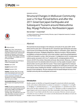 Structural Changes in Molluscan Community Over a 15-Year Period