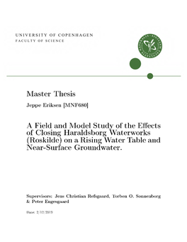 Master Thesis a Field and Model Study of the E Ects of Closing