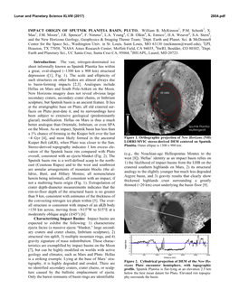 IMPACT ORIGIN of SPUTNIK PLANITIA BASIN, PLUTO. William B