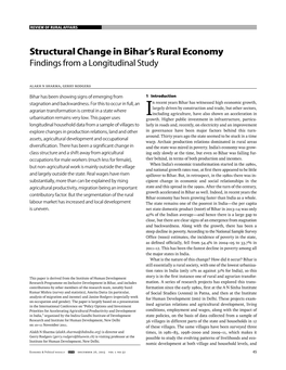 Structural Change in Bihar's Rural Economy