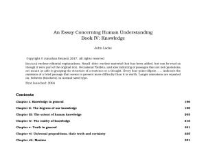 An Essay Concerning Human Understanding Book IV: Knowledge
