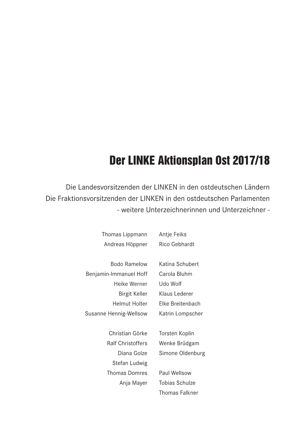 Der LINKE Aktionsplan Ost 2017/18