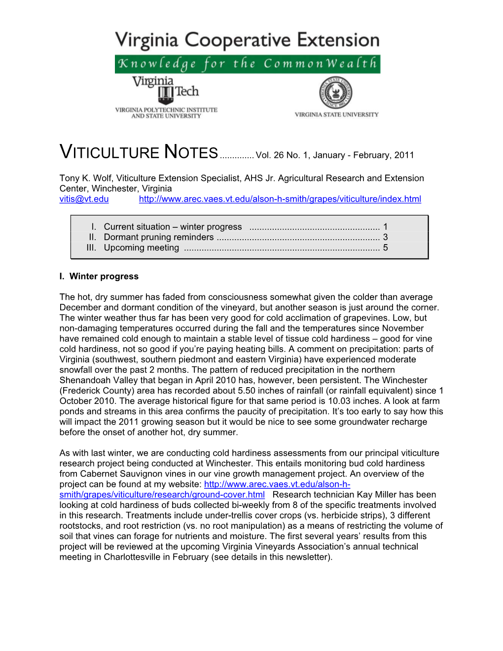 Viticulture Notes January-February 2011