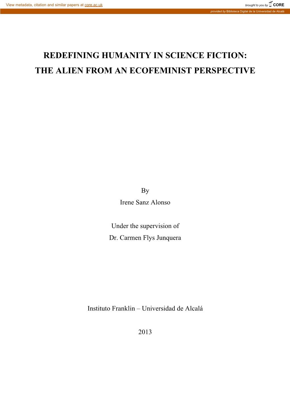 Redefining Humanity in Science Fiction: the Alien from an Ecofeminist Perspective