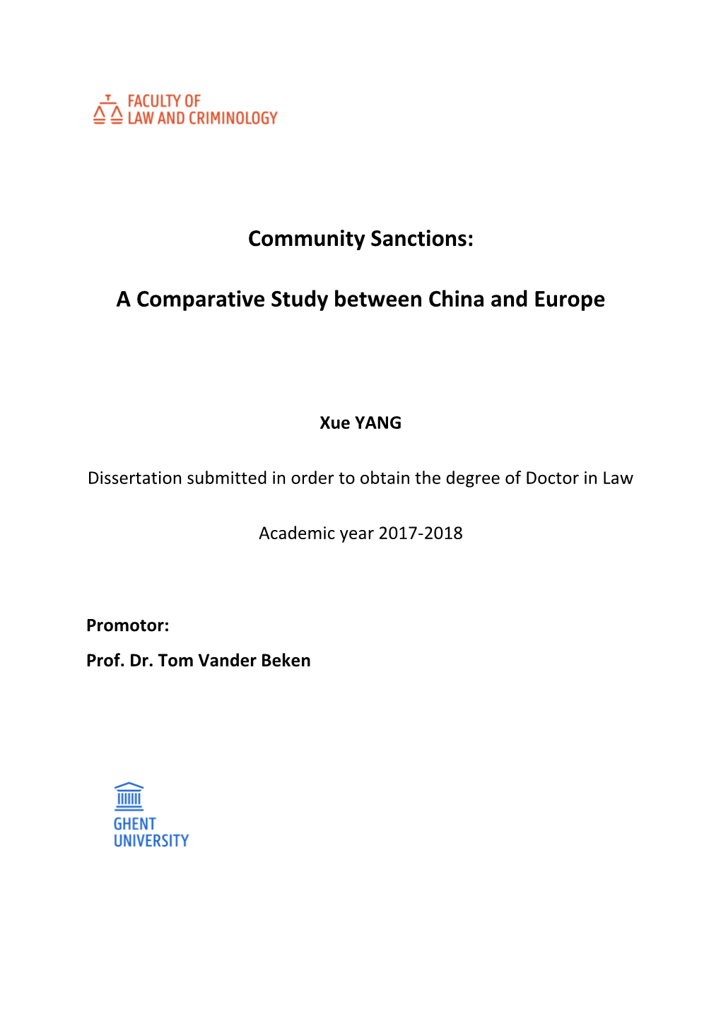 Community Sanctions: a Comparative Study Between China and Europe