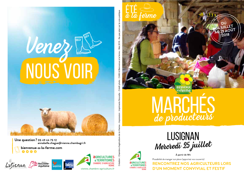 LUSIGNAN Annabelle.Chague@Vienne.Chambagri.Fr Bienvenue-A-La-Ferme.Com Mercredi 25 Juillet À Partir De 18 H Possibilité De Manger Sur Place (Apportez Vos Couverts)