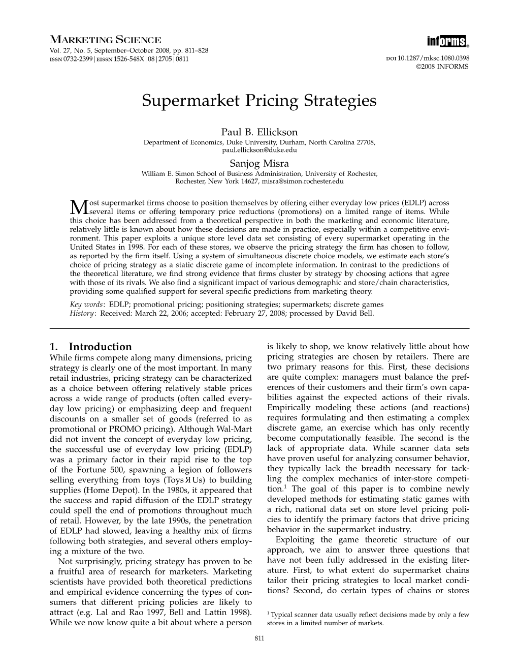 Supermarket Pricing Strategies
