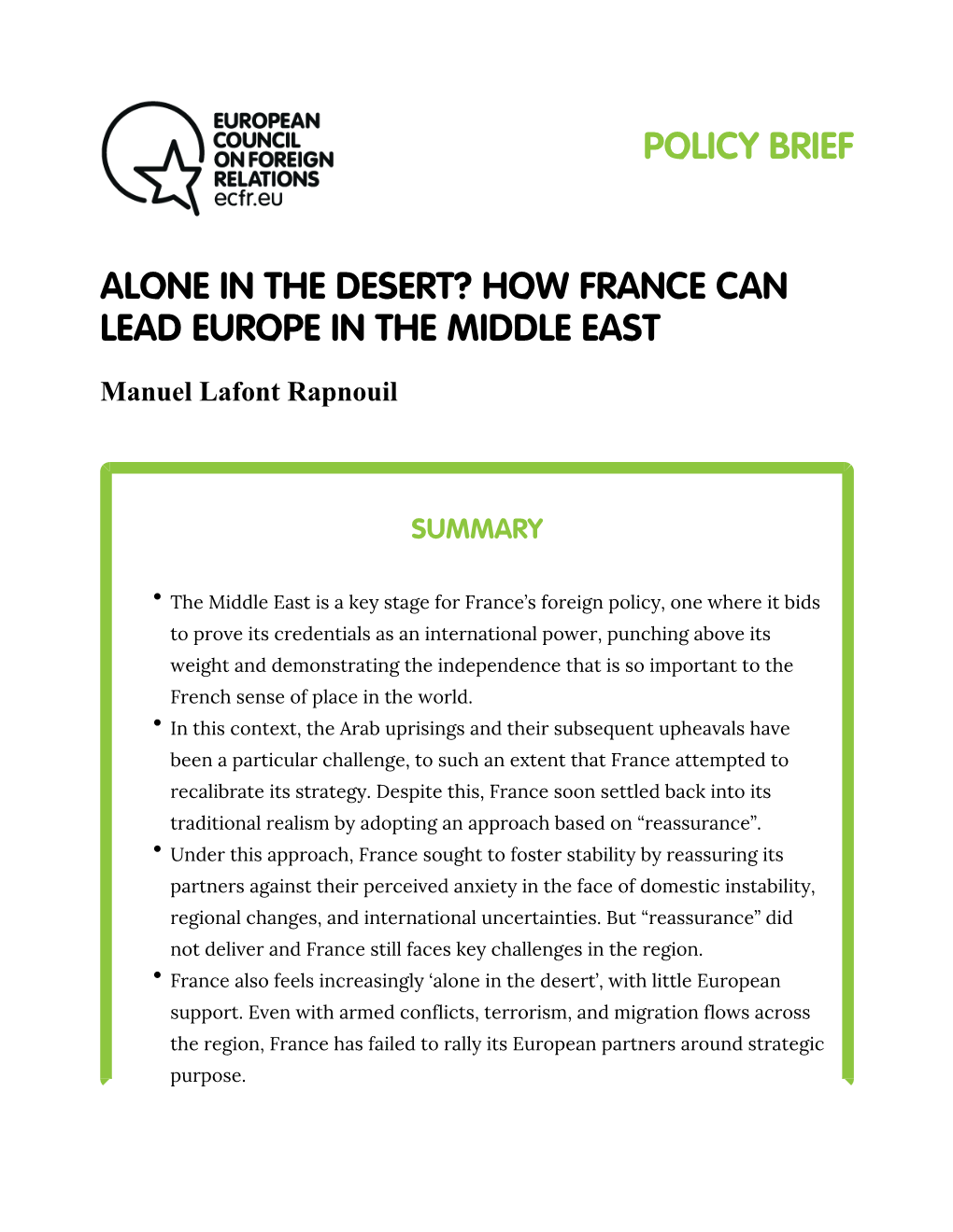 How France Can Lead Europe in the Middle East