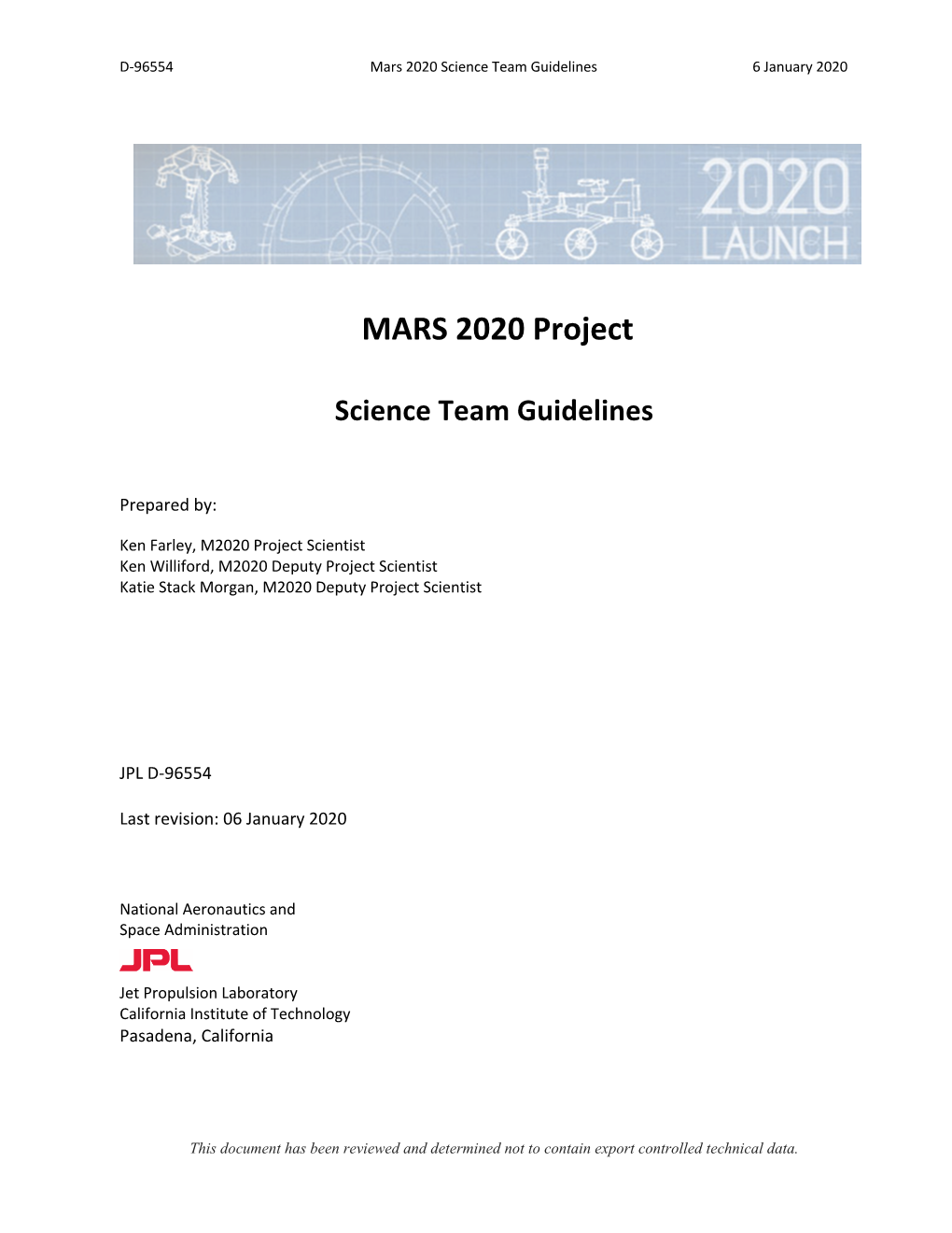 MARS 2020 Project
